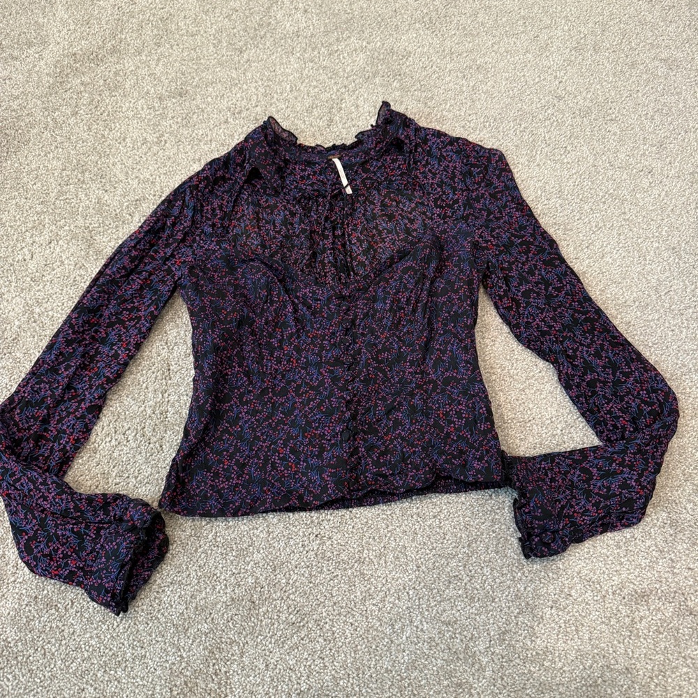 Free People Floral Long Sleeve Women's Blouse